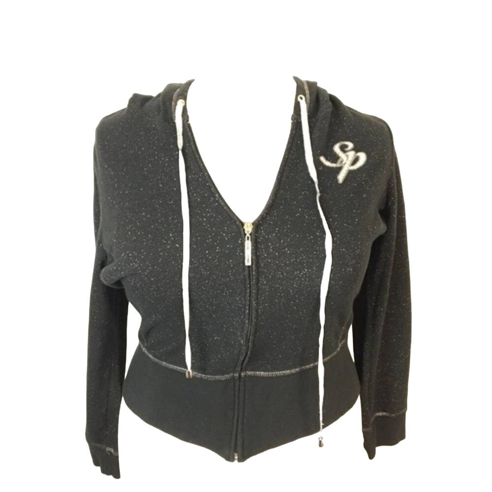 South Pole Sweatshirt Hoodie Black and Silver Cropped Retro y2K Bling sz 1X
